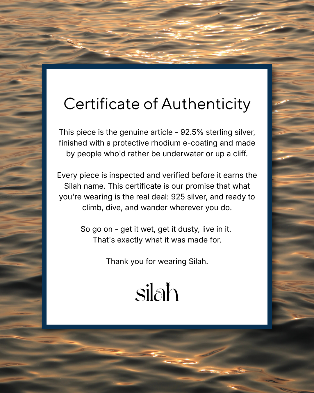 Silah Certificate of Authenticity