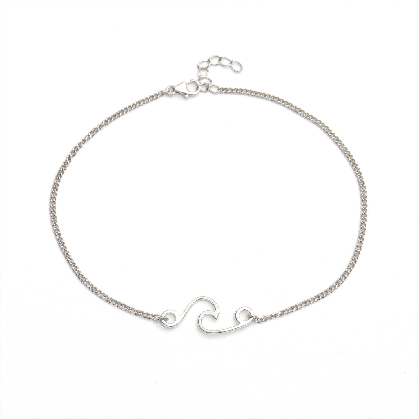 Wave Anklet with Silver Chain