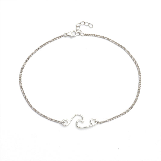 Wave Anklet with Silver Chain